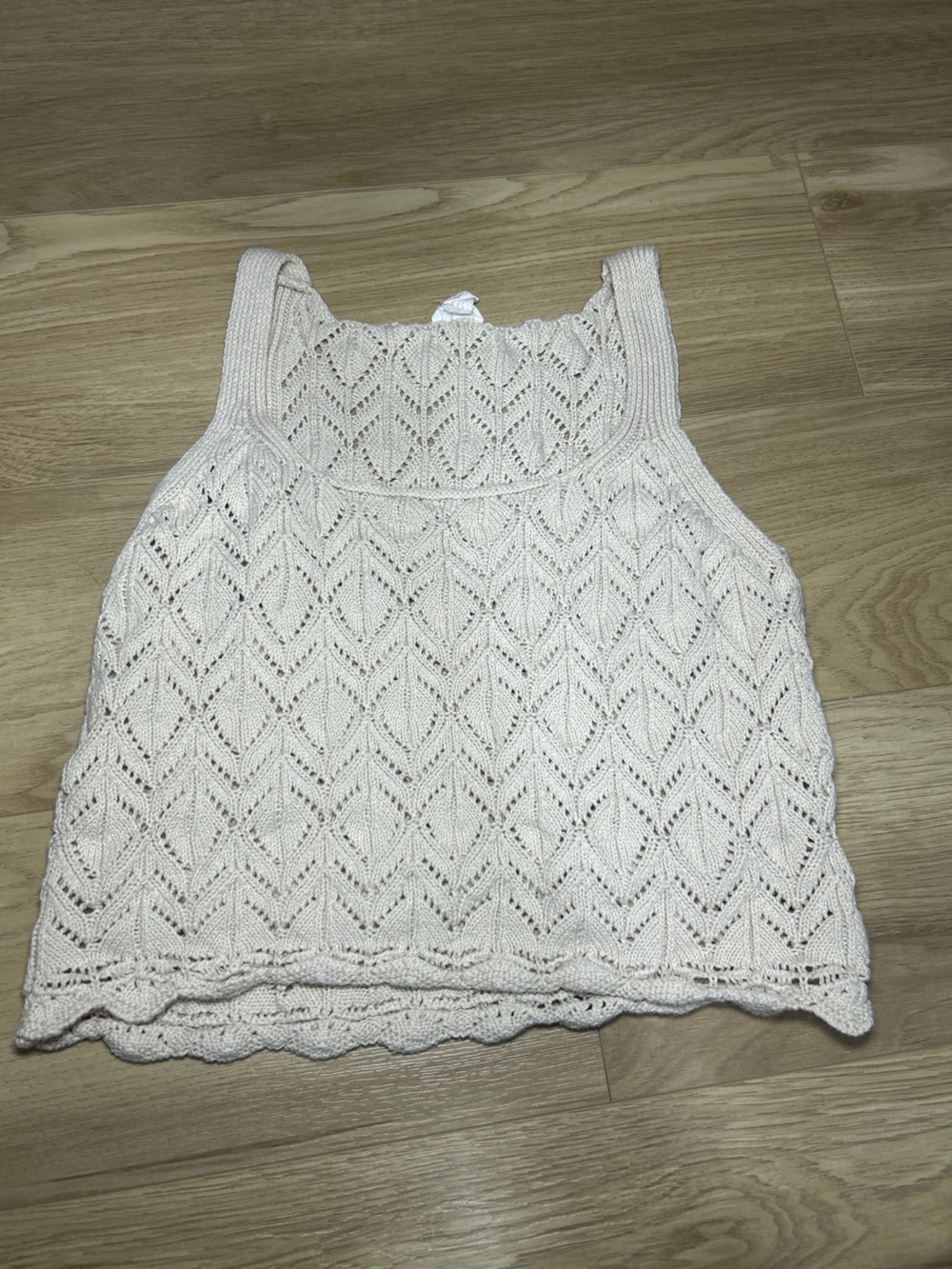Garage Cream Openwork Knit Sleeveless Tank